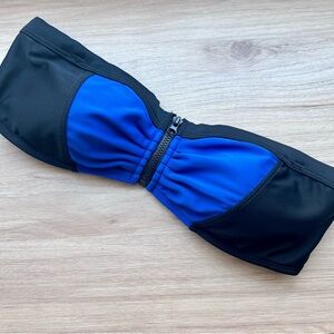 Forever 21 | Blue & Black Zipper Bandeau Swim Top